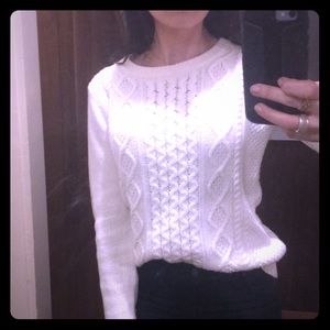 J crew cable knit sweater ivory small